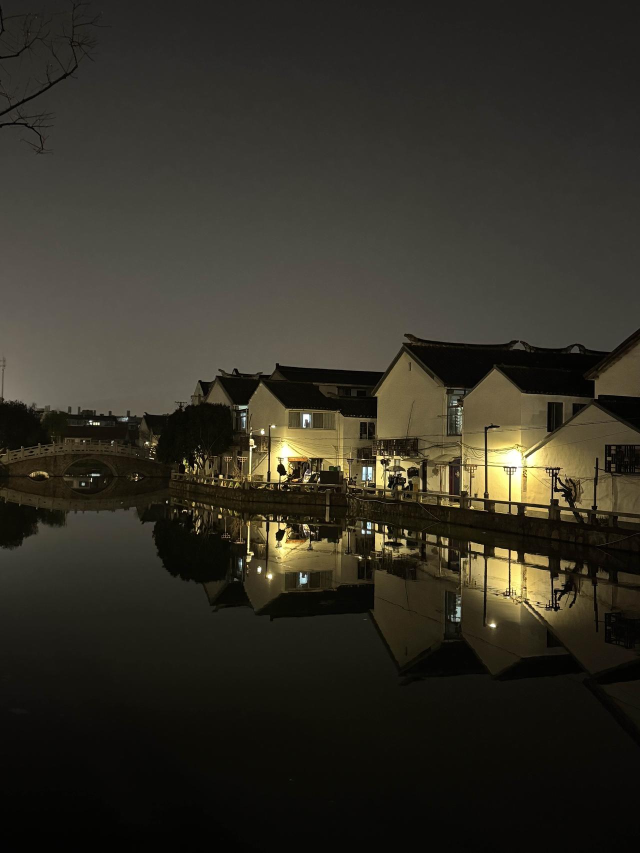 分享一张花开的照片晚风轻拂河畔夜色，灯火映碎一江星光。