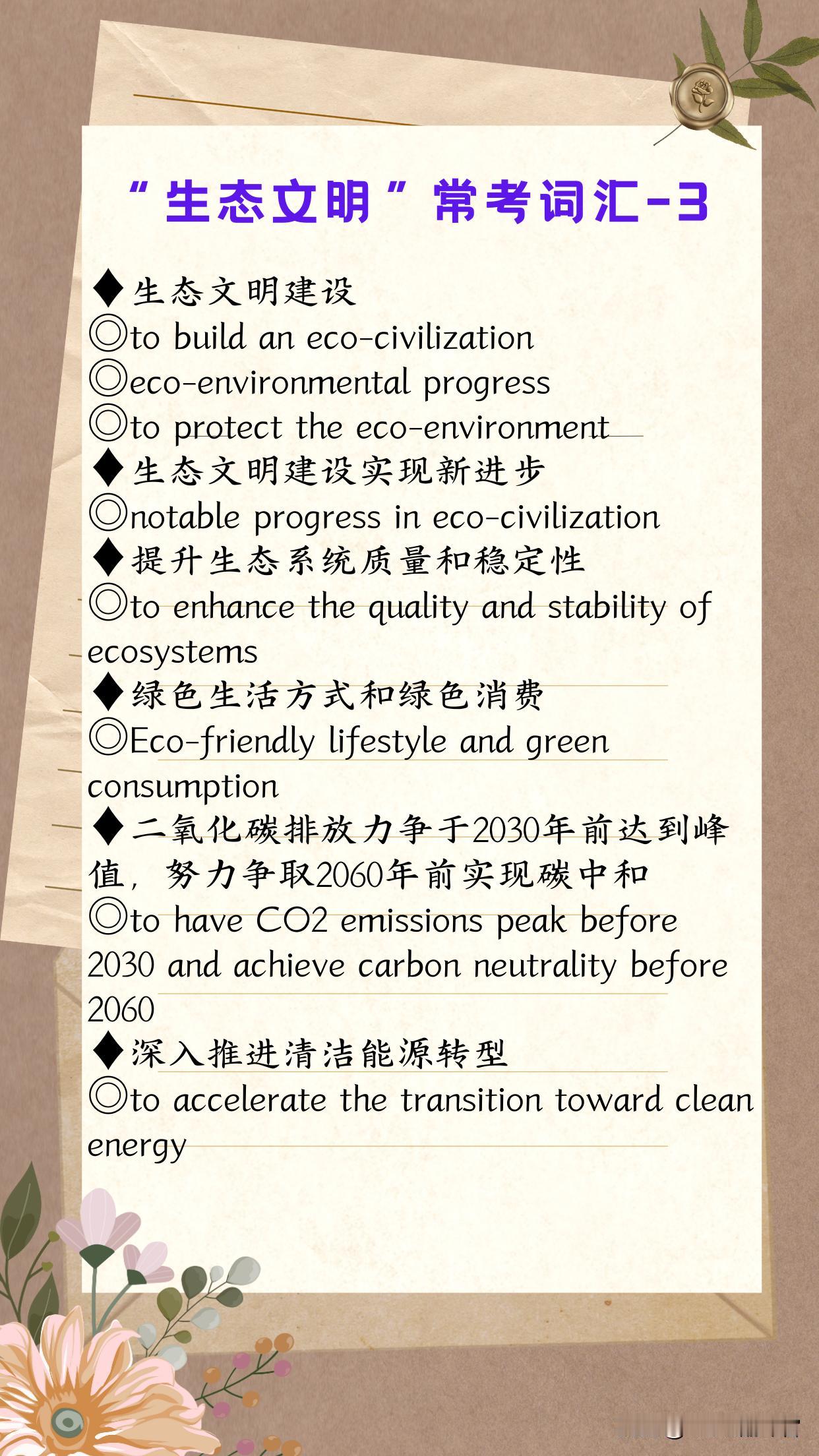 （第2862期）本期“常见+常用+常考”双语金句的主题是【生态Ecology】这