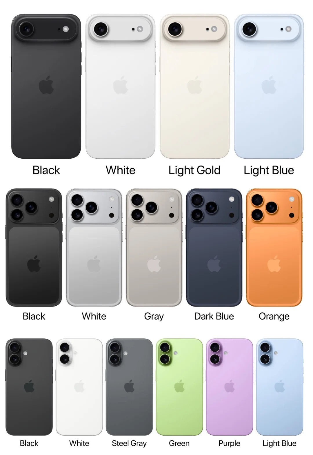 iPhone17系列的配色还是挺丰富的，好看，只是Pro的有点太亮眼了朋友们今年