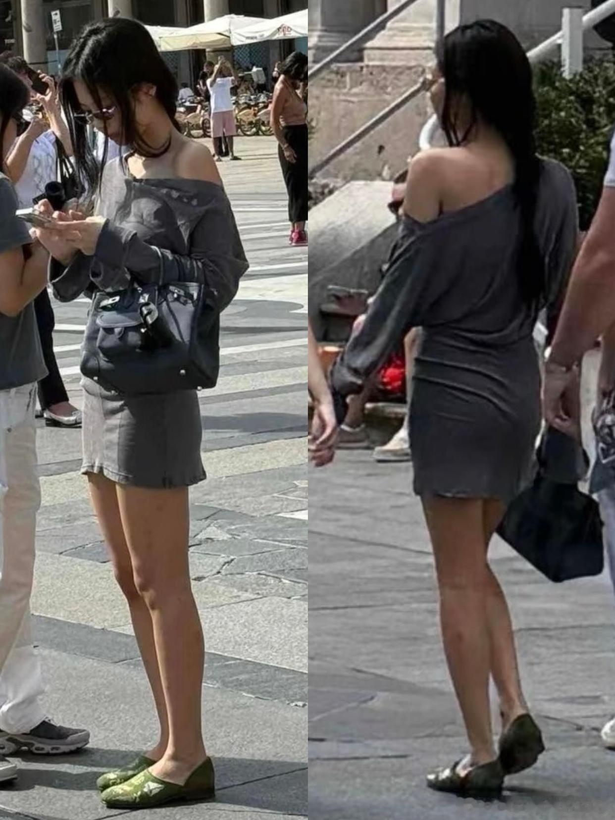 Jennie米兰街头被偶遇，难得背了爱马仕包包 ​​​