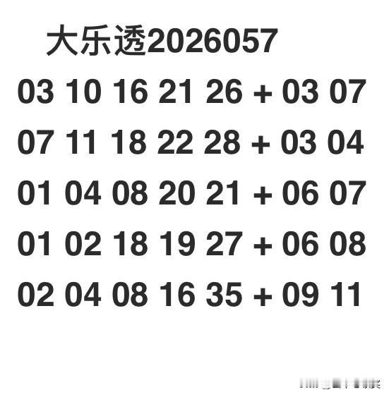 大乐透2026057
