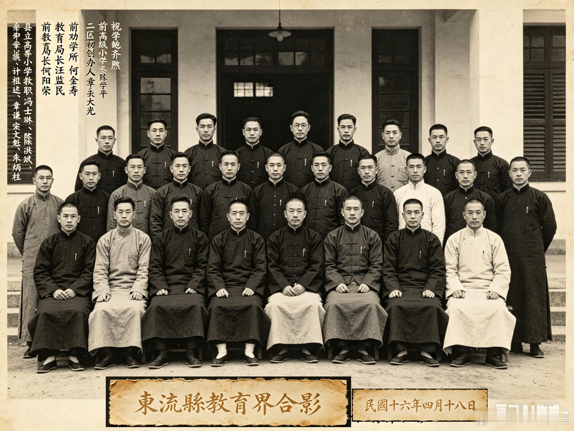 东流县教育界人物演绎影像志：1927年文字演绎：老屋张忠；制图演绎：AI民国时期