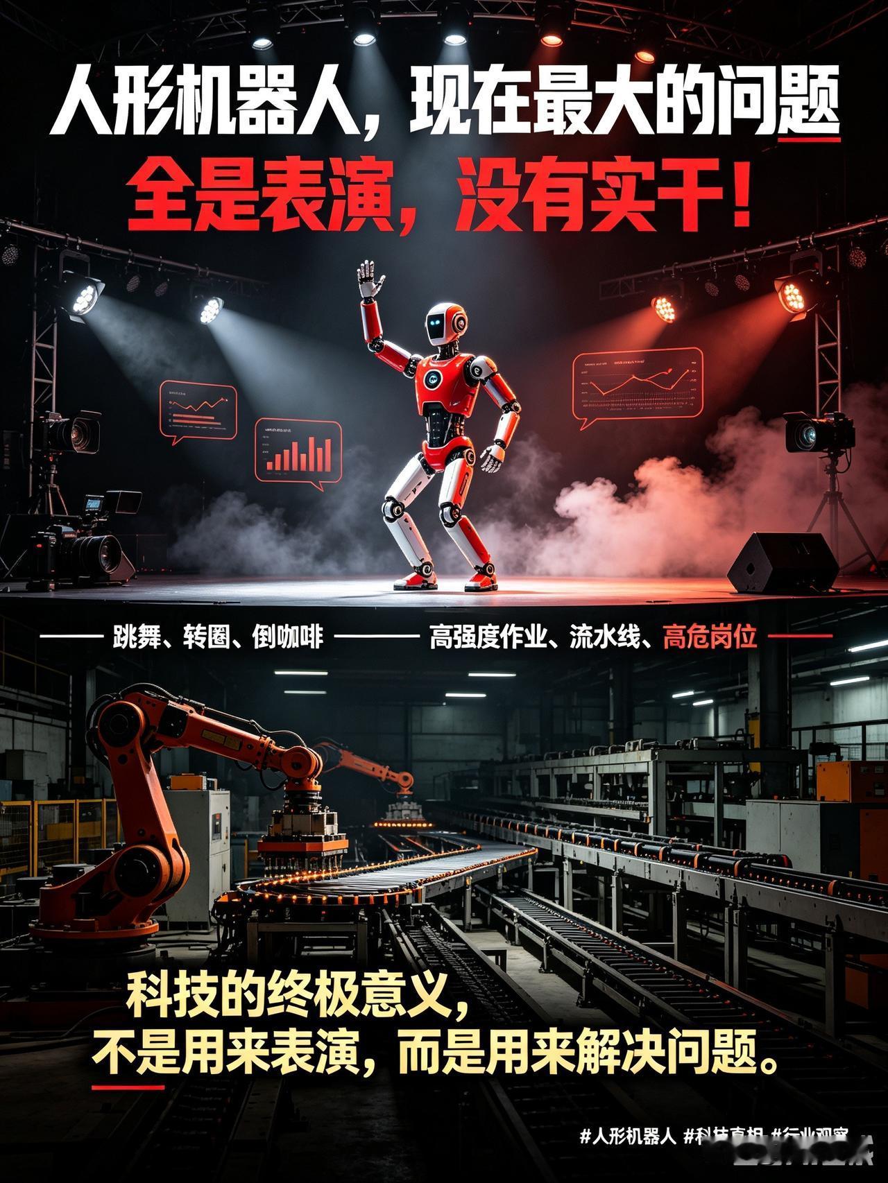 我人形机器人，现在最大的问题：全是表演，没有实干！泡沫真的太大了

不得不说实话