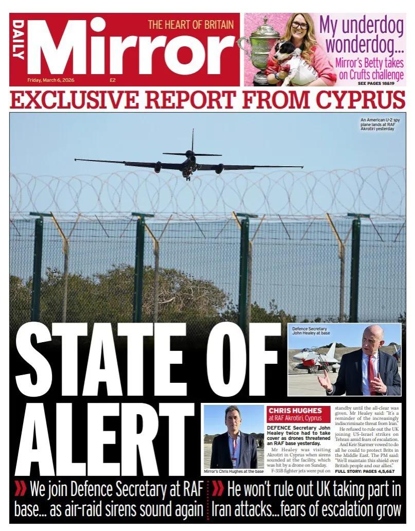 据《每日镜报》报道，英国国防部长约翰·希利表示两次在无人机威胁塞浦路斯英国阿克罗