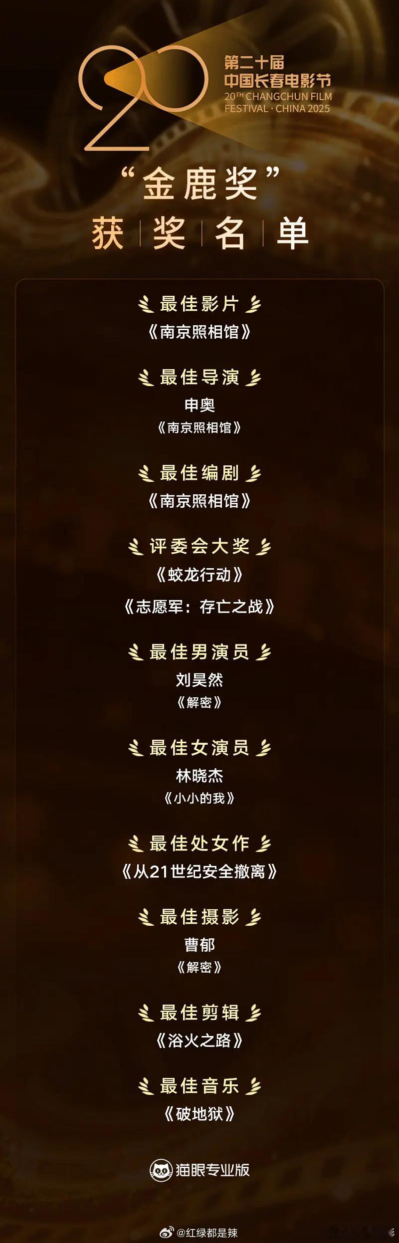 长春电影节获奖名单 ​​​