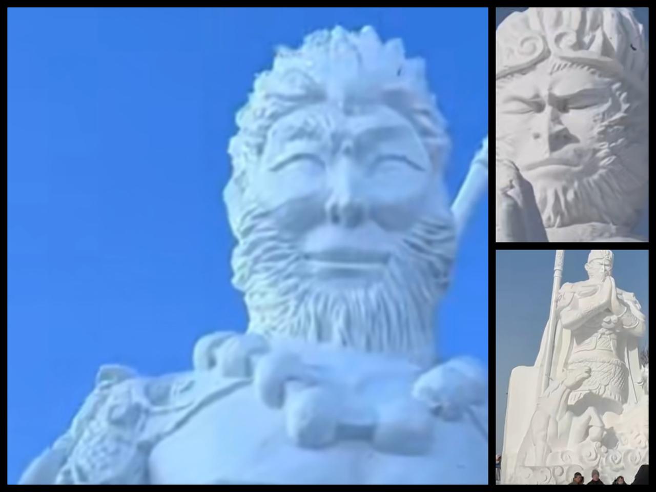 还记得去年那个“黑悟空”雪雕吗？因为造型太抽象，脸部苹果肌饱满，导致被大家调侃，