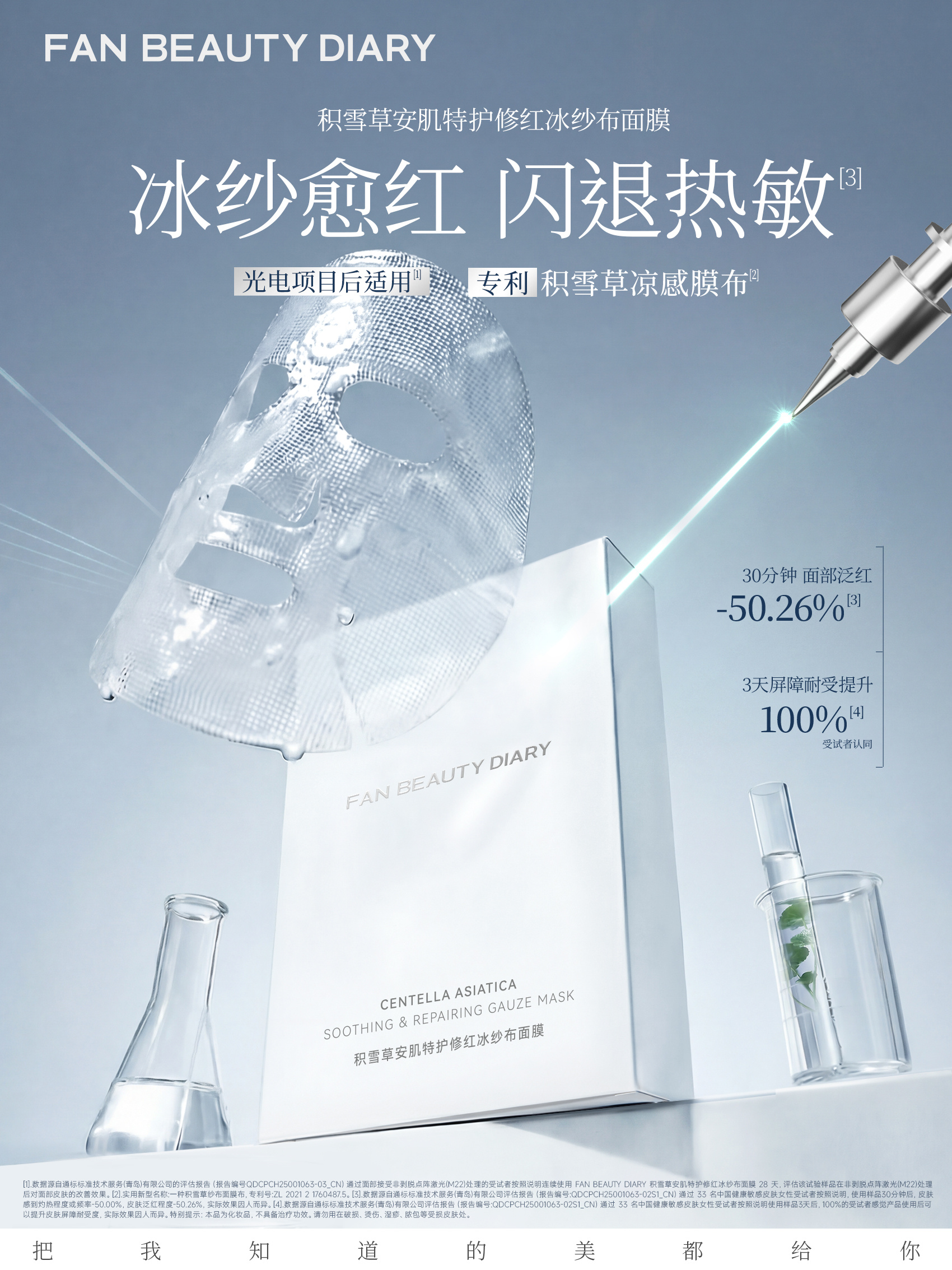 不止是面膜和精华，而是为你量肤定制的光电后修护方案。双品齐发，精准聚焦光电修护与