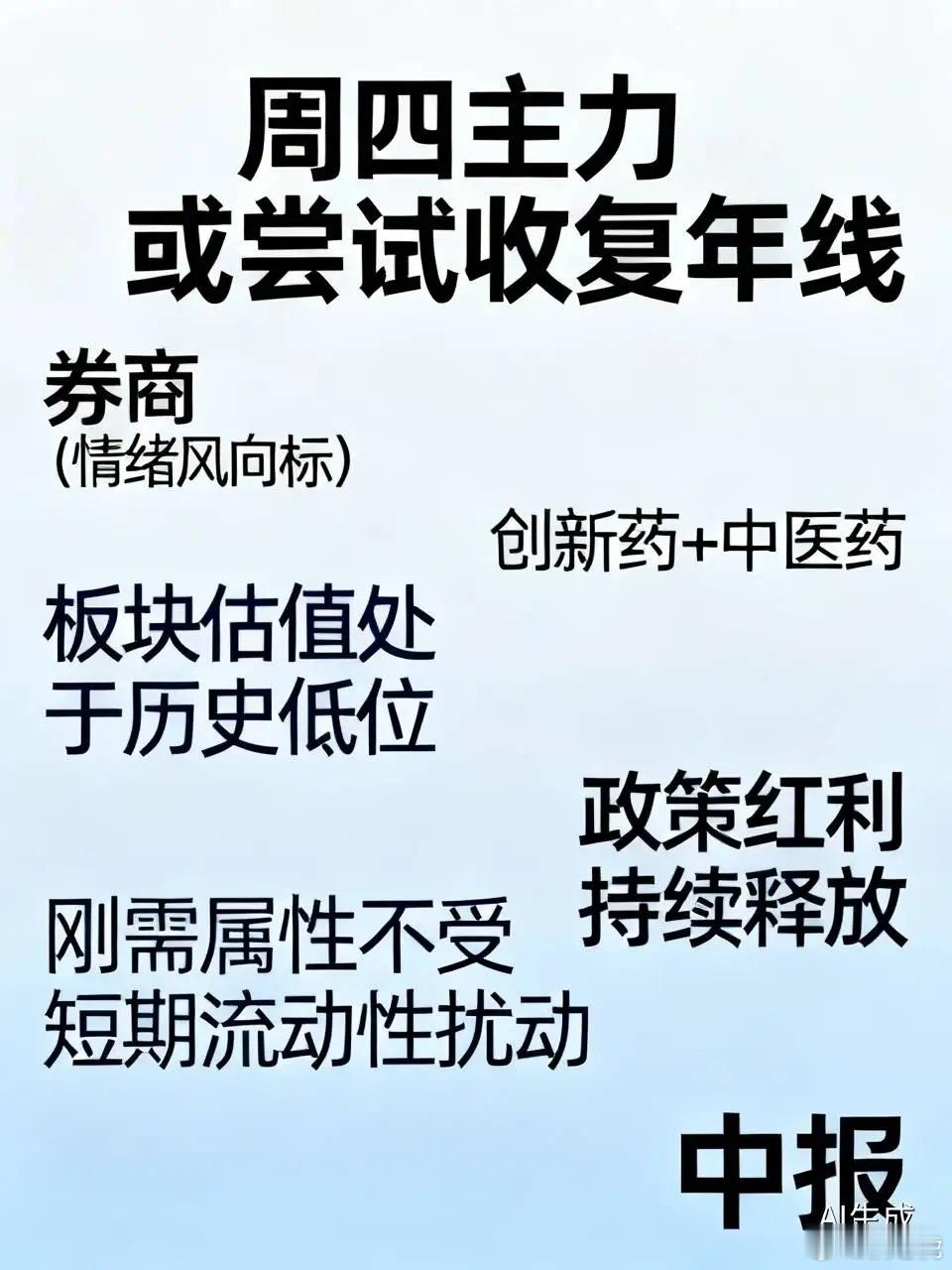 周四盘面预判！主力或将反攻收复年线，五大核心板块操作思路整理1、券商：带动指数反