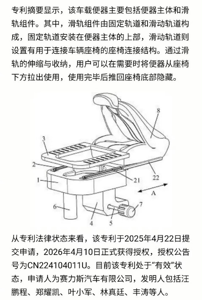 赛力斯将推出车载厕所 不担心这个车载厕所装哪儿，担心的是旁边有人拉不出屎，会尴尬