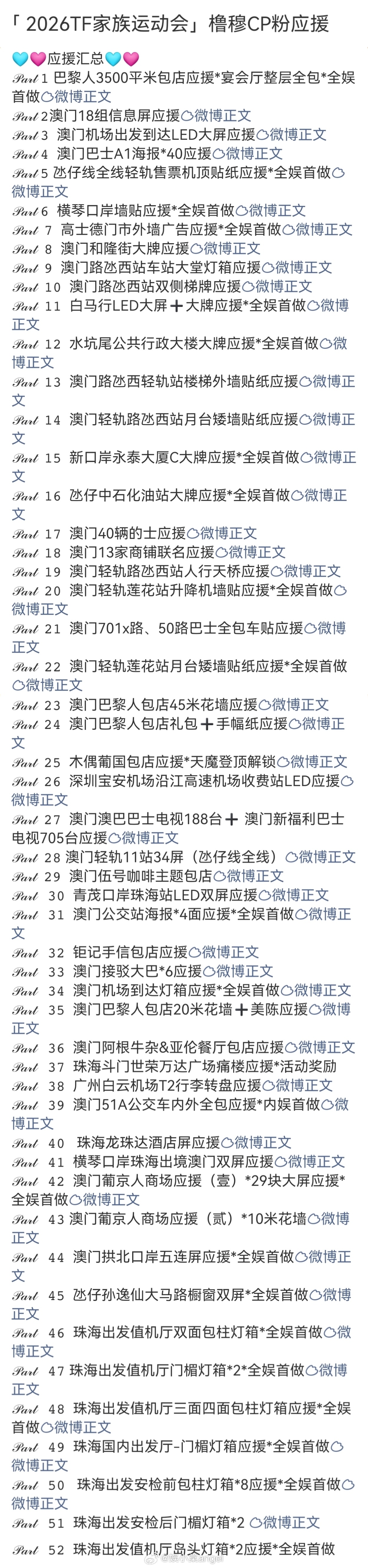 橹穆52个应援打造澳门痛城   橹穆澳门应援19个全娱首做  不止澳门本地，周边