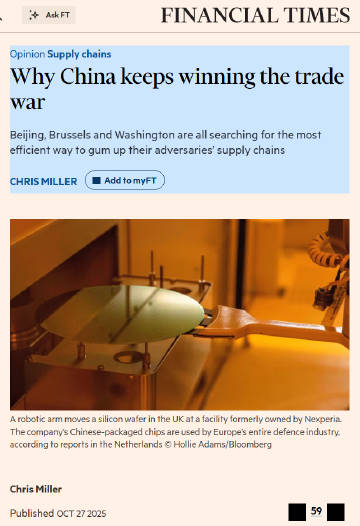 FT: 为什么中国不断赢得贸易战<br /><br />作者Chris...