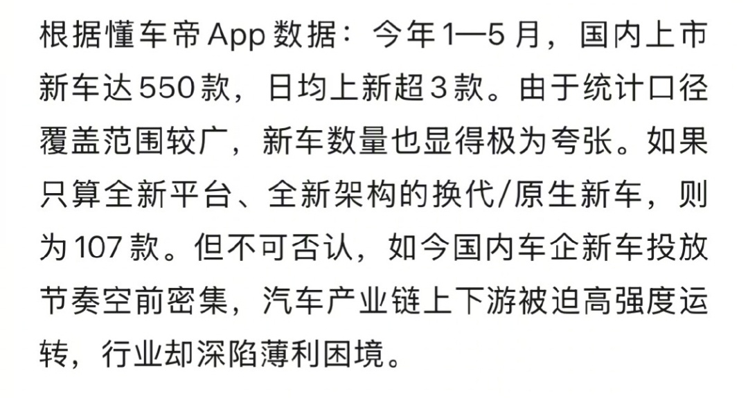 不到半年已上市550款新车 