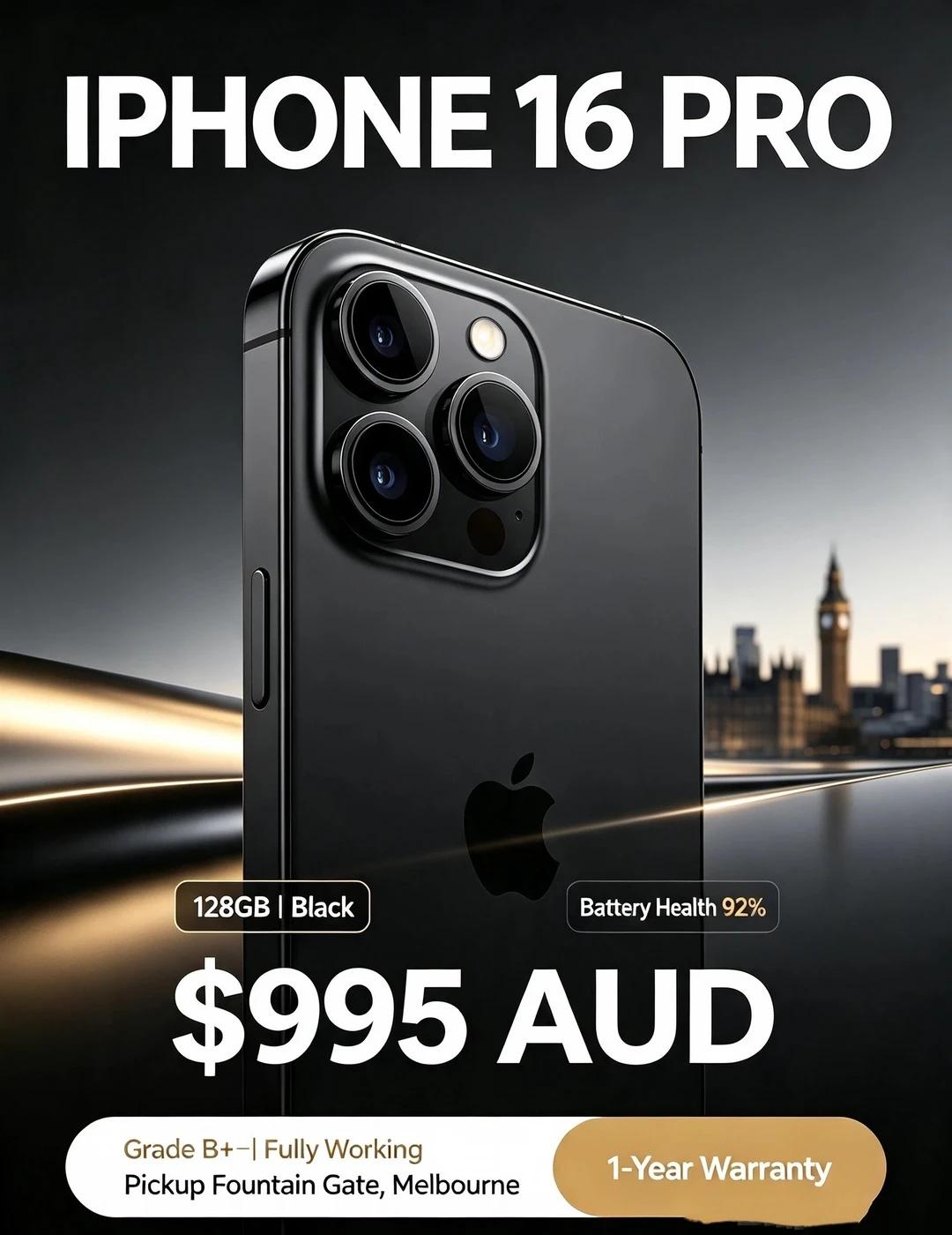 墨尔本出一台16Pro｜黑色真的耐看
出一台 iPhone 16 Pro 黑色｜