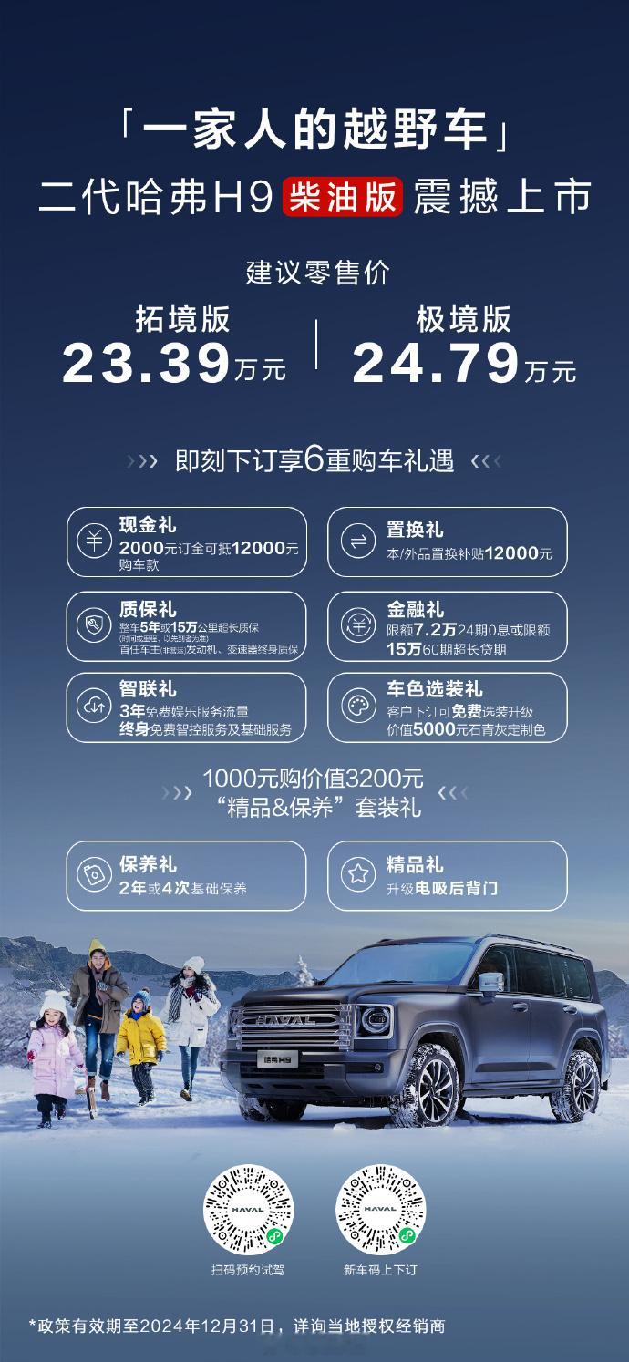 哈弗H9柴油版23.39万起售  之前哈弗H9上市时，大家都很关心这款车是否有柴