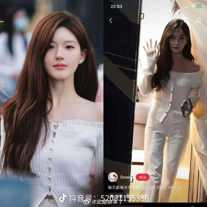 李一桐《美人余》造型从衣服到发型完全抄袭《许我耀眼》赵露思，这都不能说像，只能说