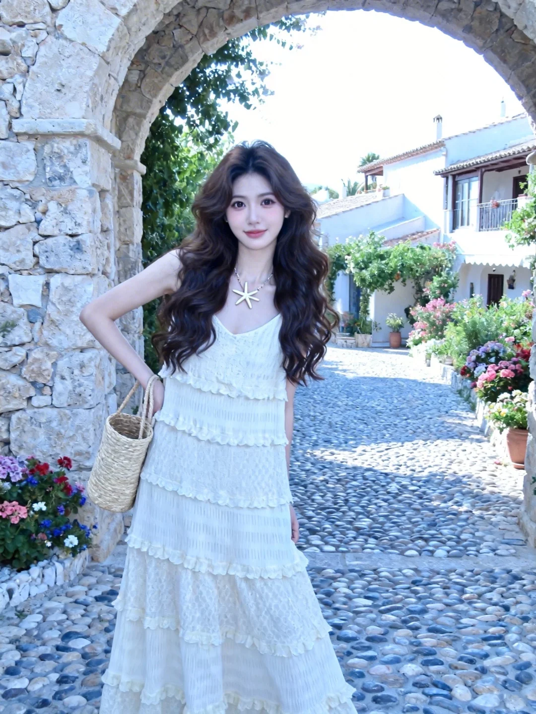 日常快照高质量网红人像，半身照，冷白皮，皮肤白净光滑，脸型精致鼻梁高挺...