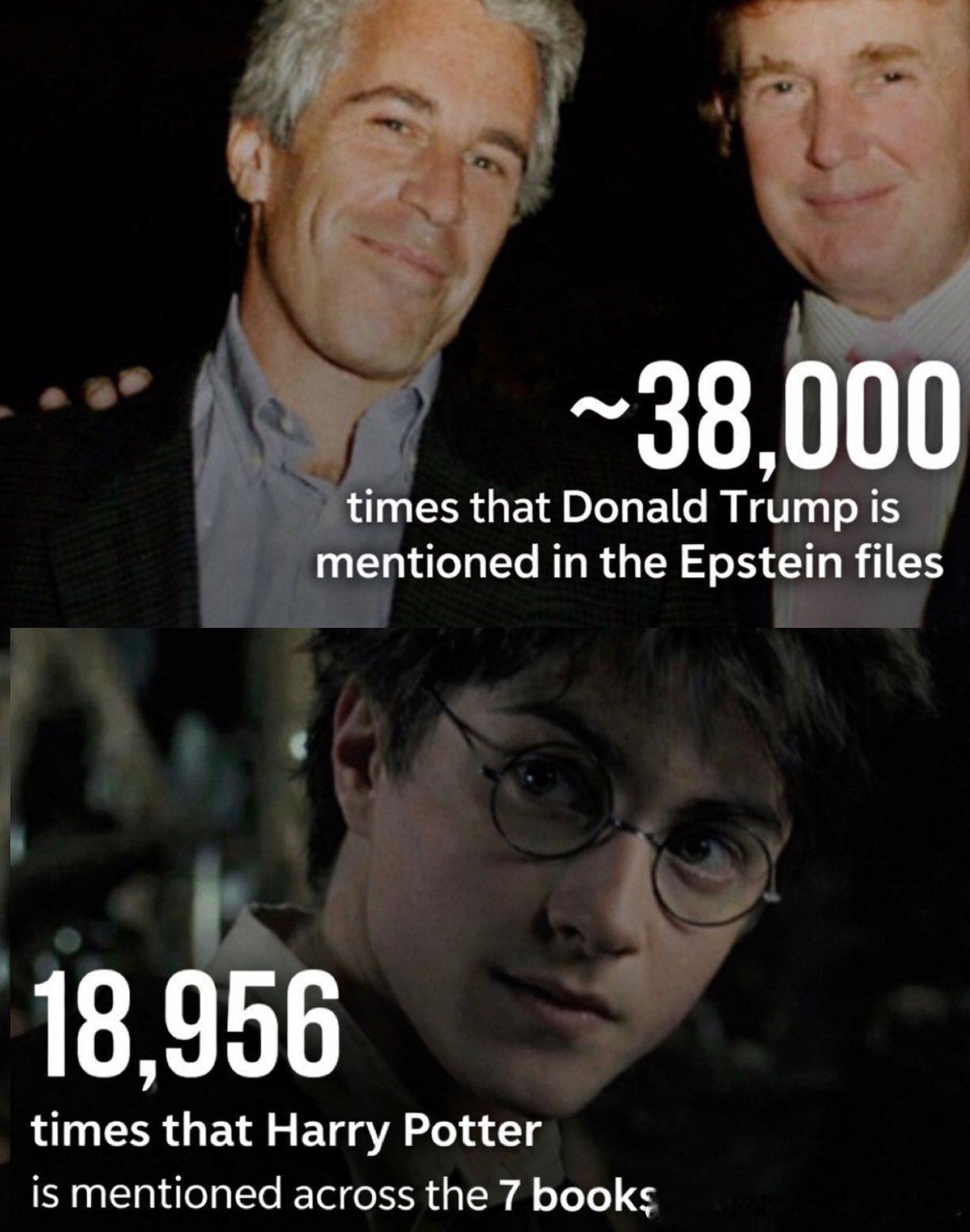 哈利波特的名字在罗琳的7本小说里只出现了18956次，而特朗普的名字，在爱泼斯坦