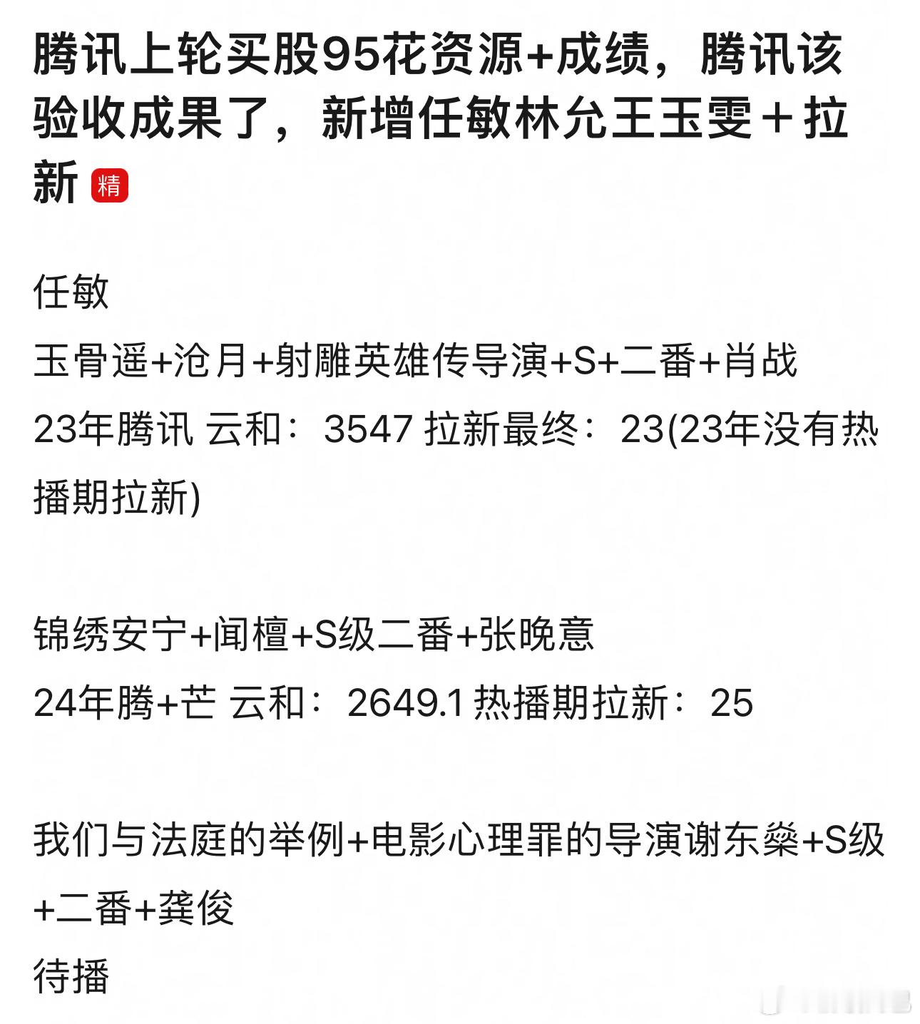 腾讯上轮买股95花资源➕成绩 ​​​
