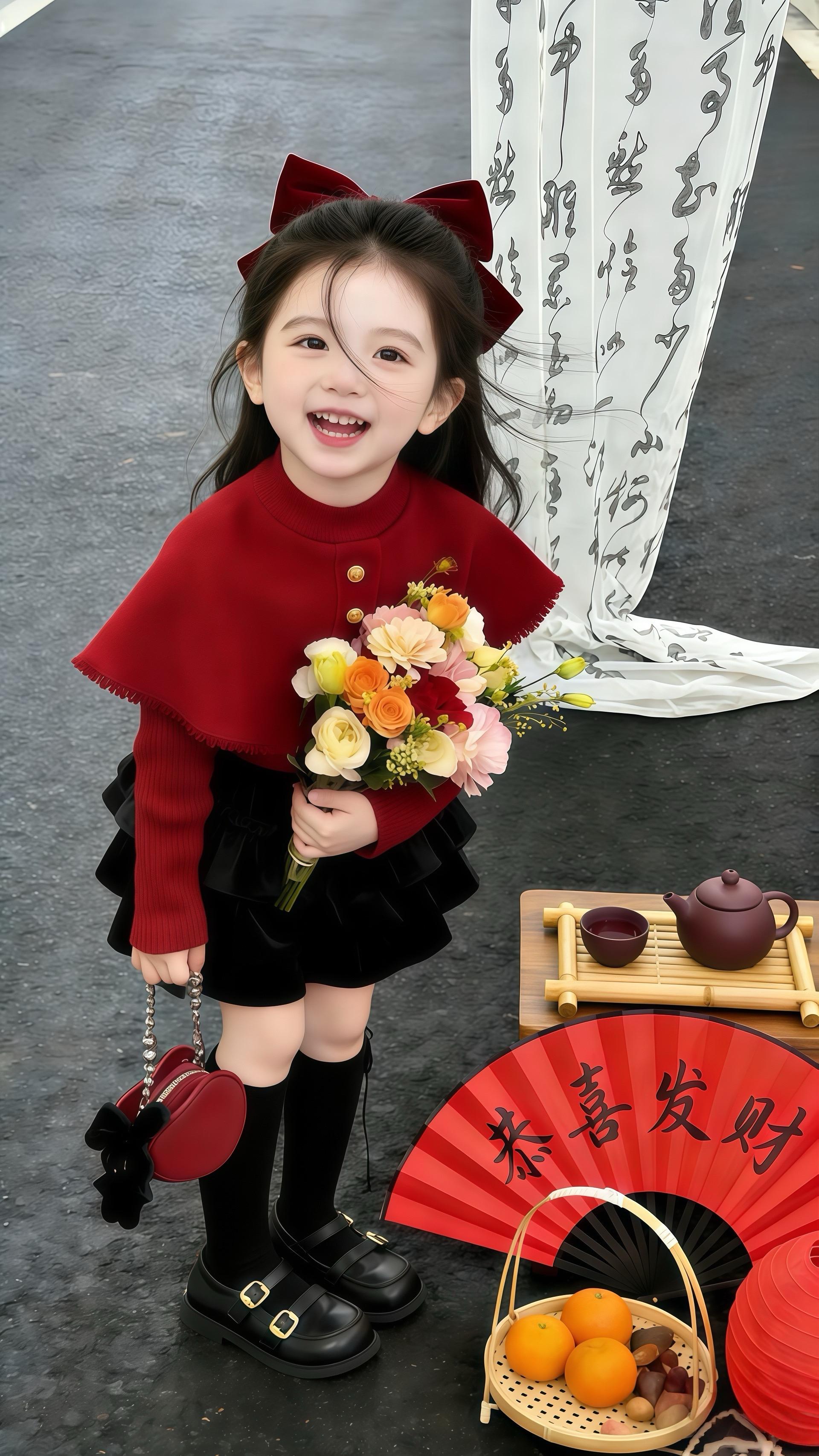 🧨新年女宝穿搭赢麻了！这件红黑撞色针织套装也太绝了，搭配丝绒蛋糕裙...