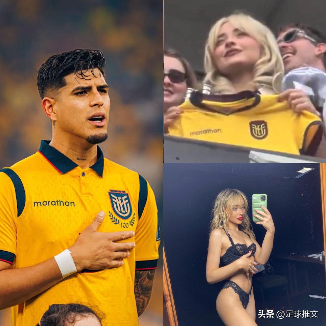 据TMZ报道，厄瓜多尔球员因卡皮耶疑似正与美国歌手萨布丽娜·卡彭特交往。
这一传