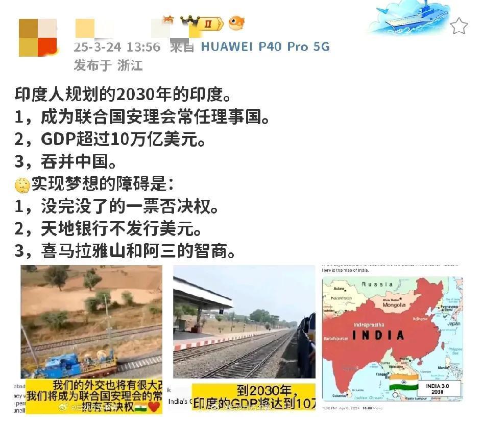 印度人规划的2030年的印度。

不少网友说，阿三拥有一票否决权的梦被一票否决了