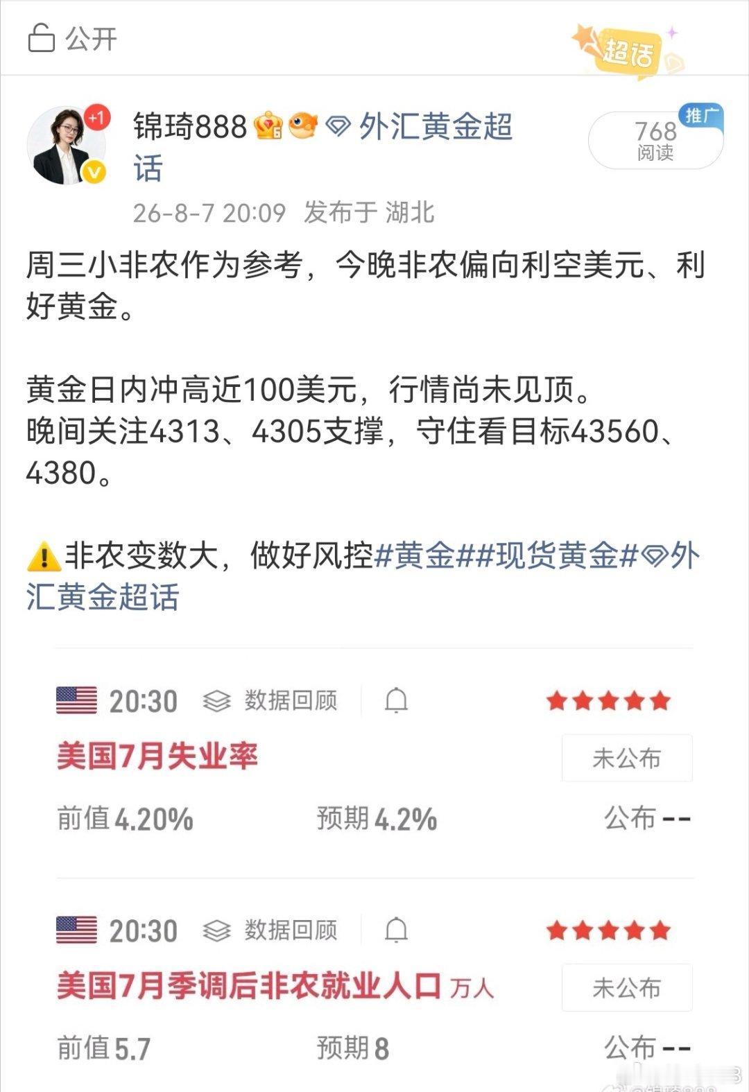美国非农爆冷金价飙升直接一秒50个点疯了 