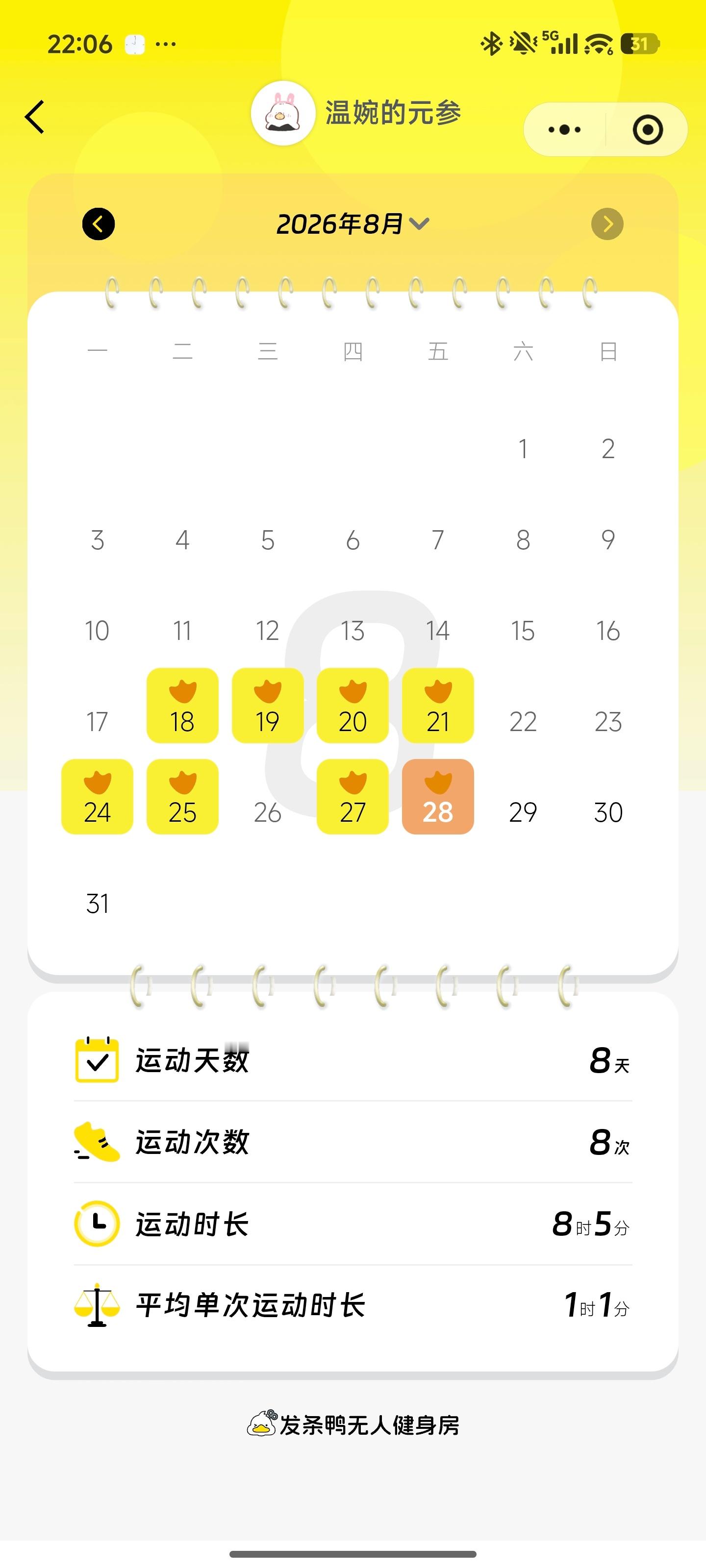 上周开始在单位附近的无人健身房爬坡了，中午爬 45 分钟，不吃饭去爬，爬完回来吃
