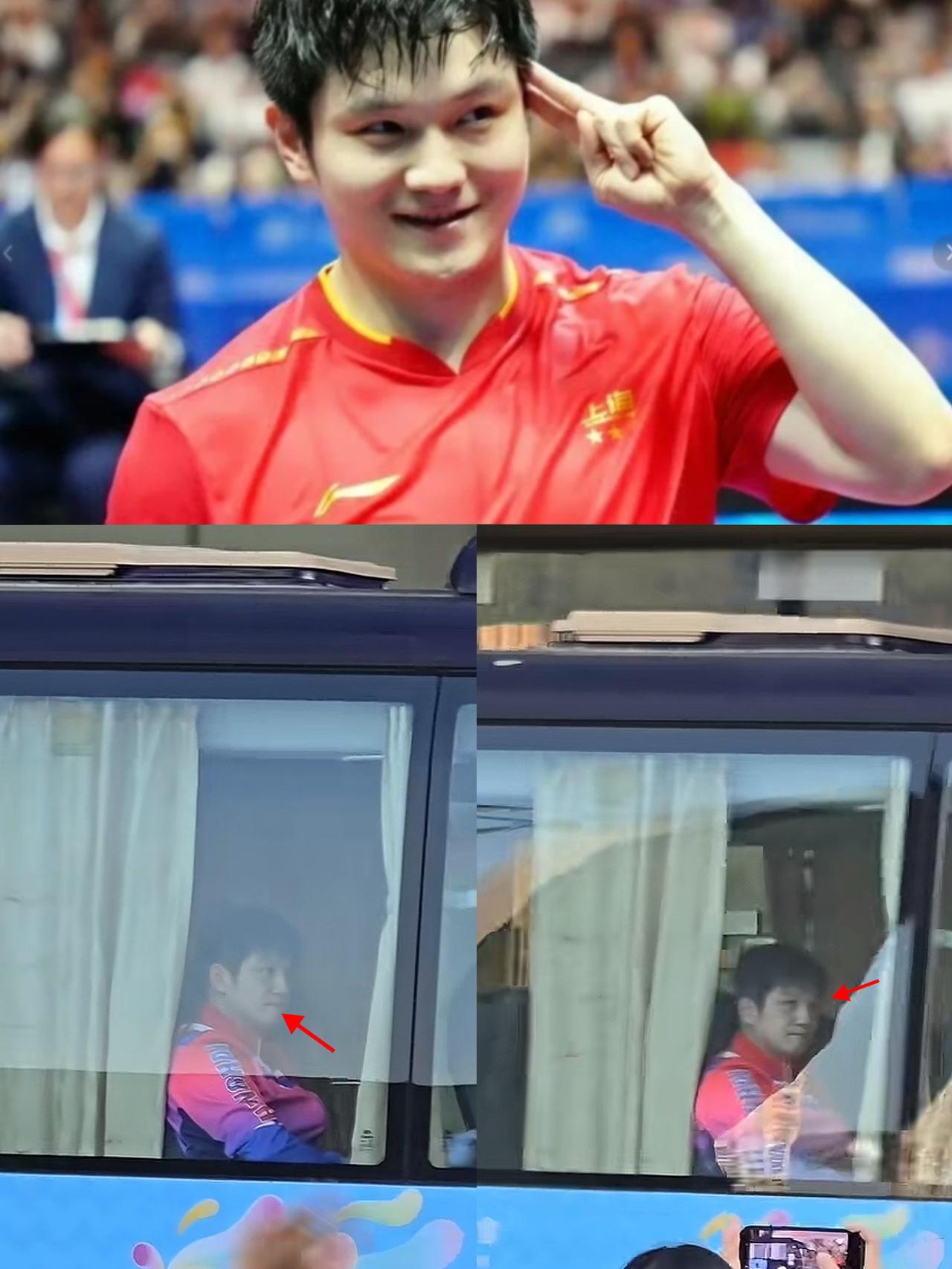 东东走了

坐在车上的这个动作出卖了他

拿了全运会冠军的樊振东这一次坐在了大巴