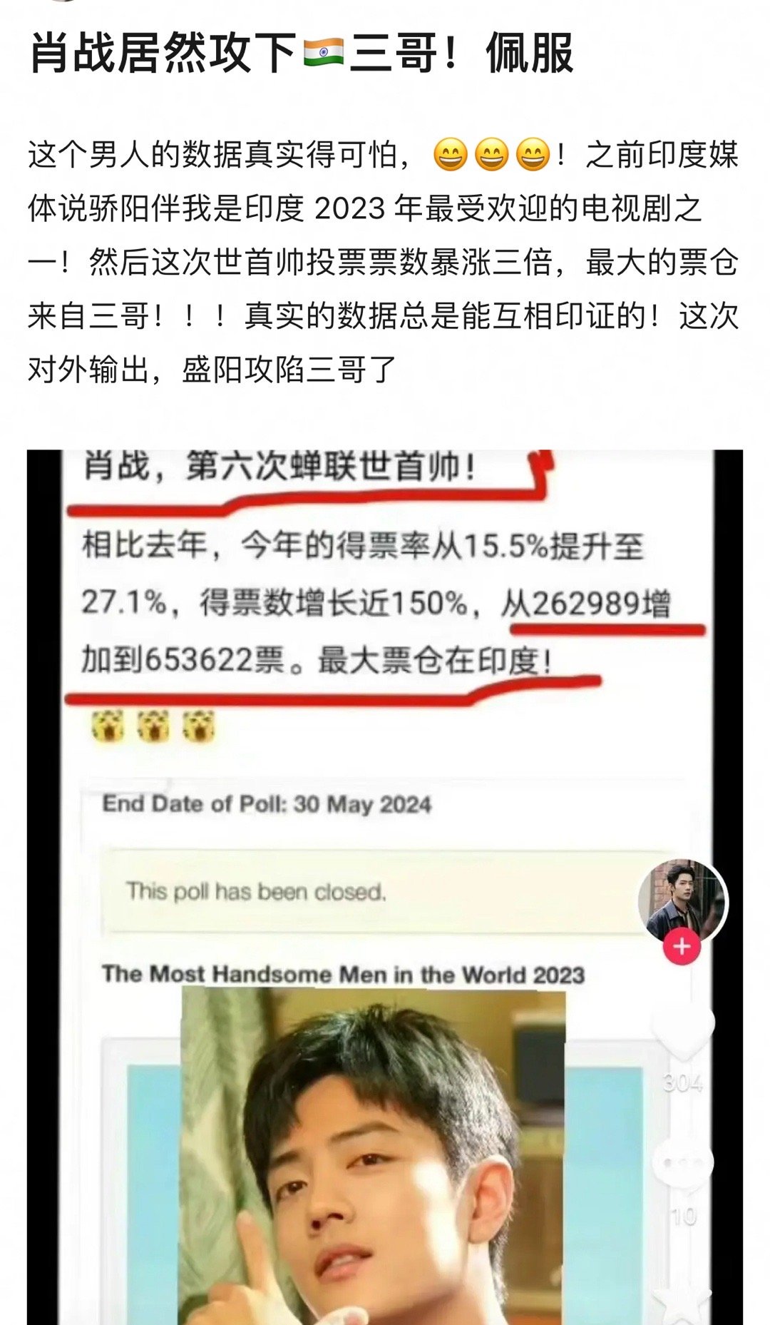 肖战第六次蝉联「世首帅」，潮起东方，华流才是顶流！全球热搜世趋第一且时尚待遇to