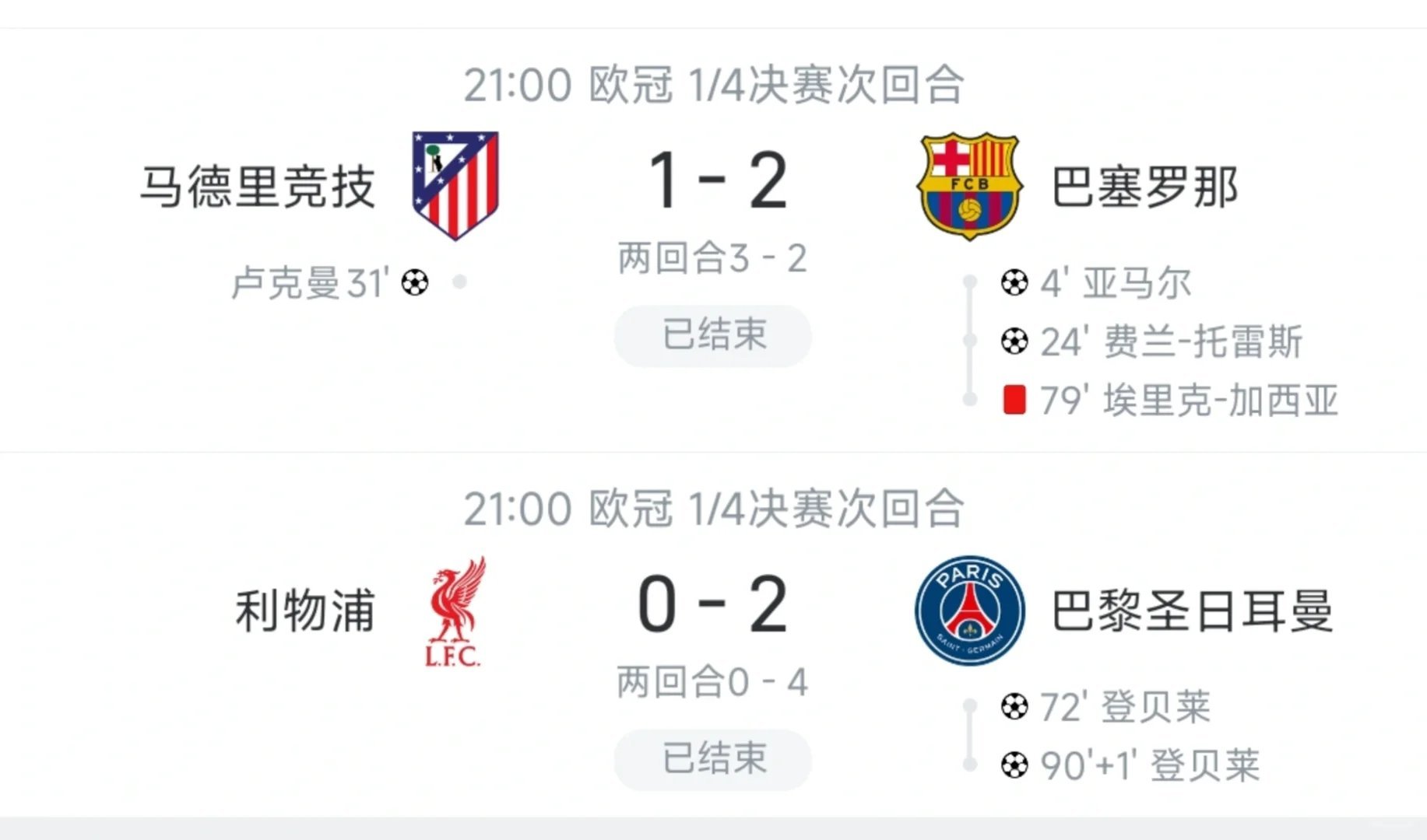 欧冠联赛欧冠疯狂一夜，足坛格局彻底改写！凌晨的1/4决赛次回合，卫冕冠军大巴黎客