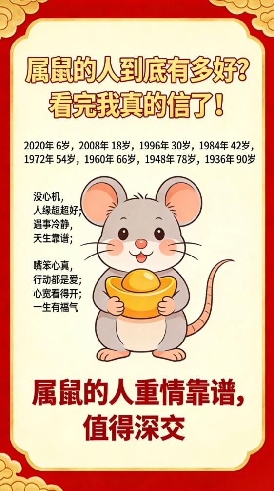 在十二生肖文化里，子鼠位列首位，自古象征机敏聪慧、应变果敢。结合民俗文化客观来看