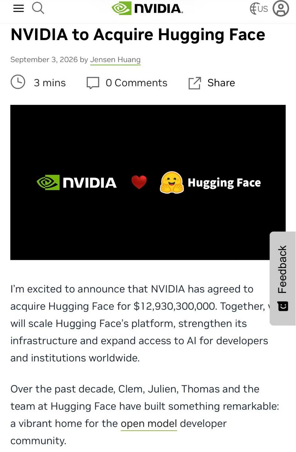 科技佳ZHJHugging Face凭什么价值900亿英伟达财大气粗的人设还真是