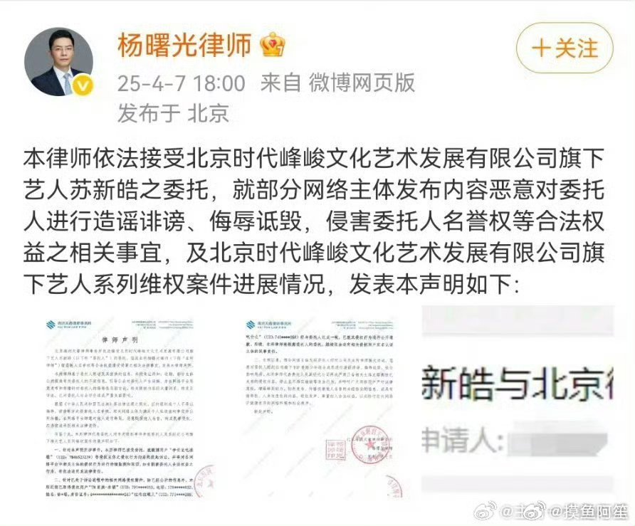 苏新皓委托律师事务所告黑维权，好像还是小孩子自己找的律师，互联网不是法外之地，支