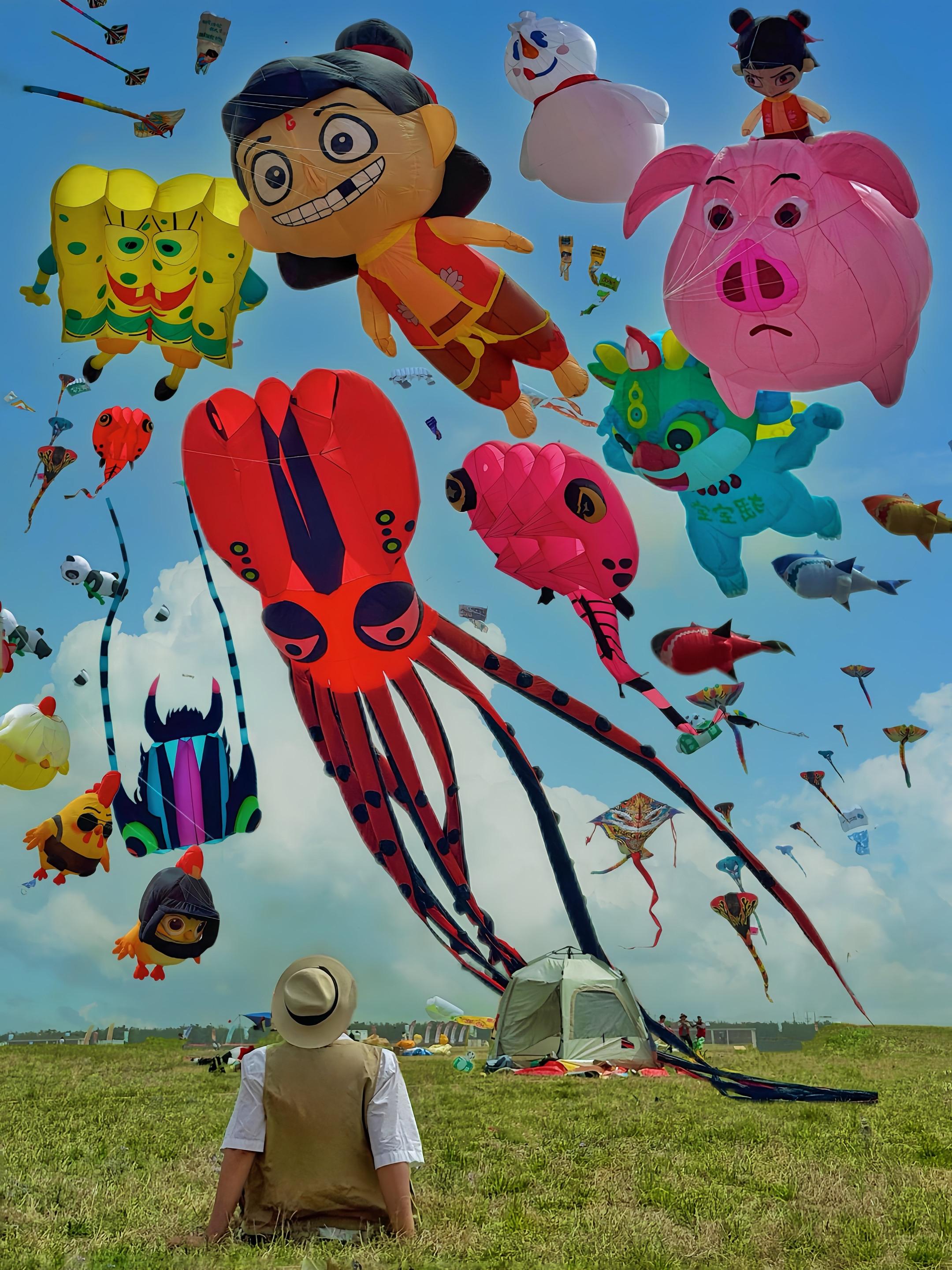 潍坊风筝节🪁🐙像一场怪诞的巨大梦核☁ 终于盼来了风筝节❗️ 现场果...