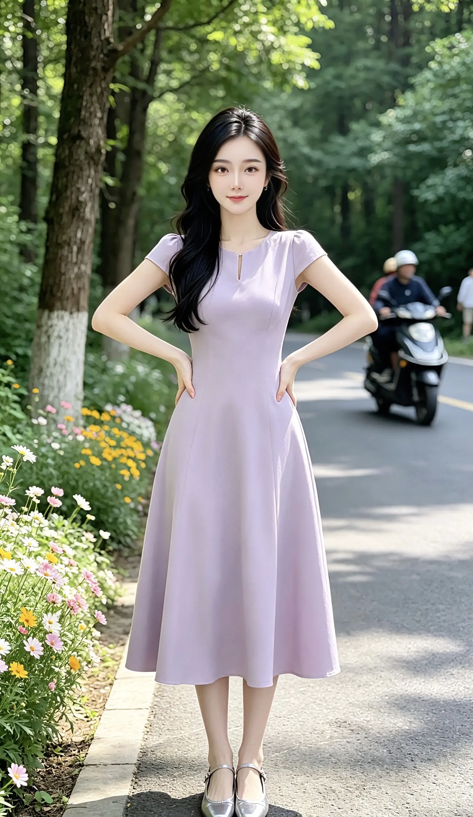 穿美裙赴夏日之约 温柔紫色长裙 适合夏季出游穿的甜美风连衣裙推荐 温柔紫色长裙