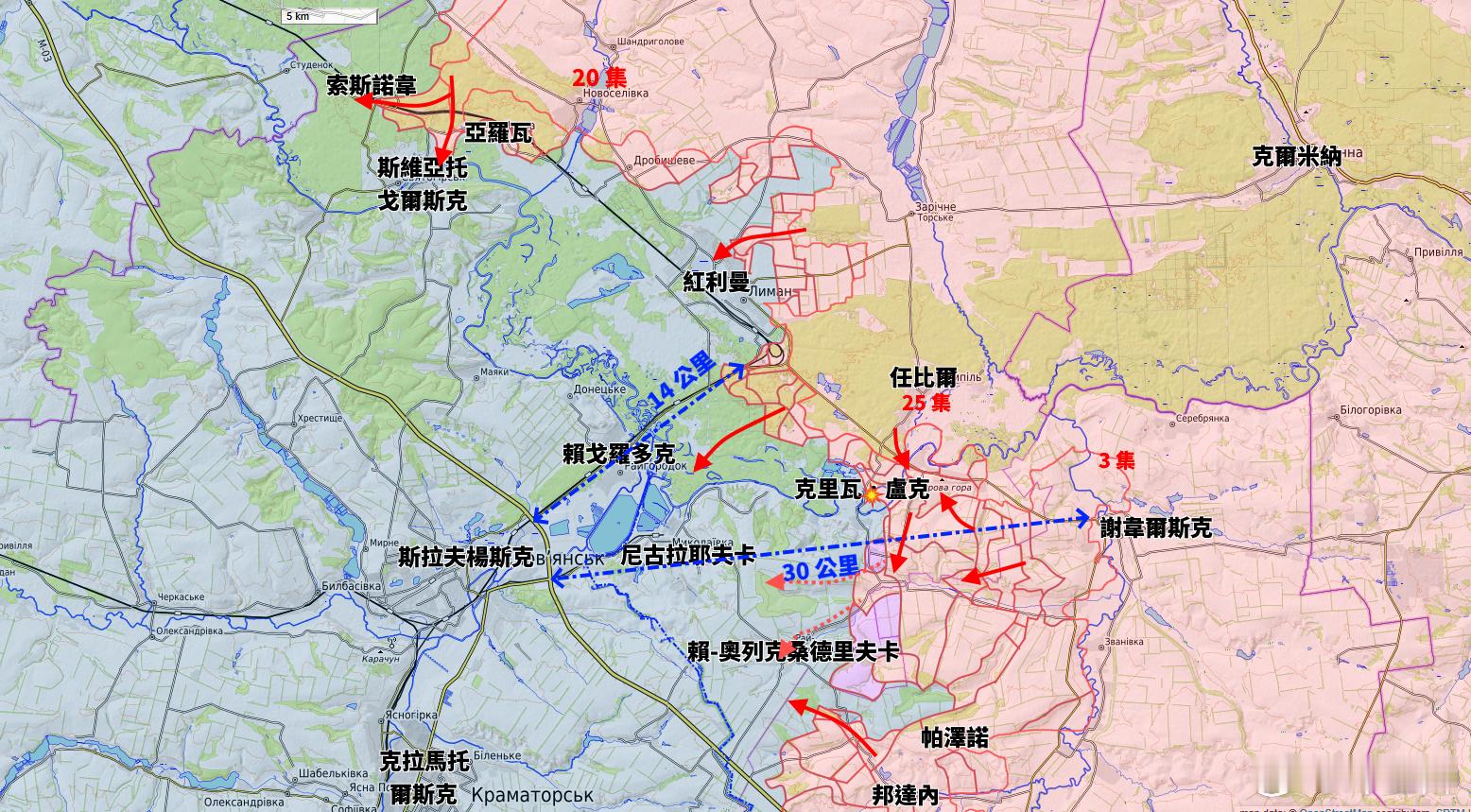這段時間戰線依然持續更新，但是在歷經四年之後，雙方都有些筋疲力竭。在斯拉夫楊斯克