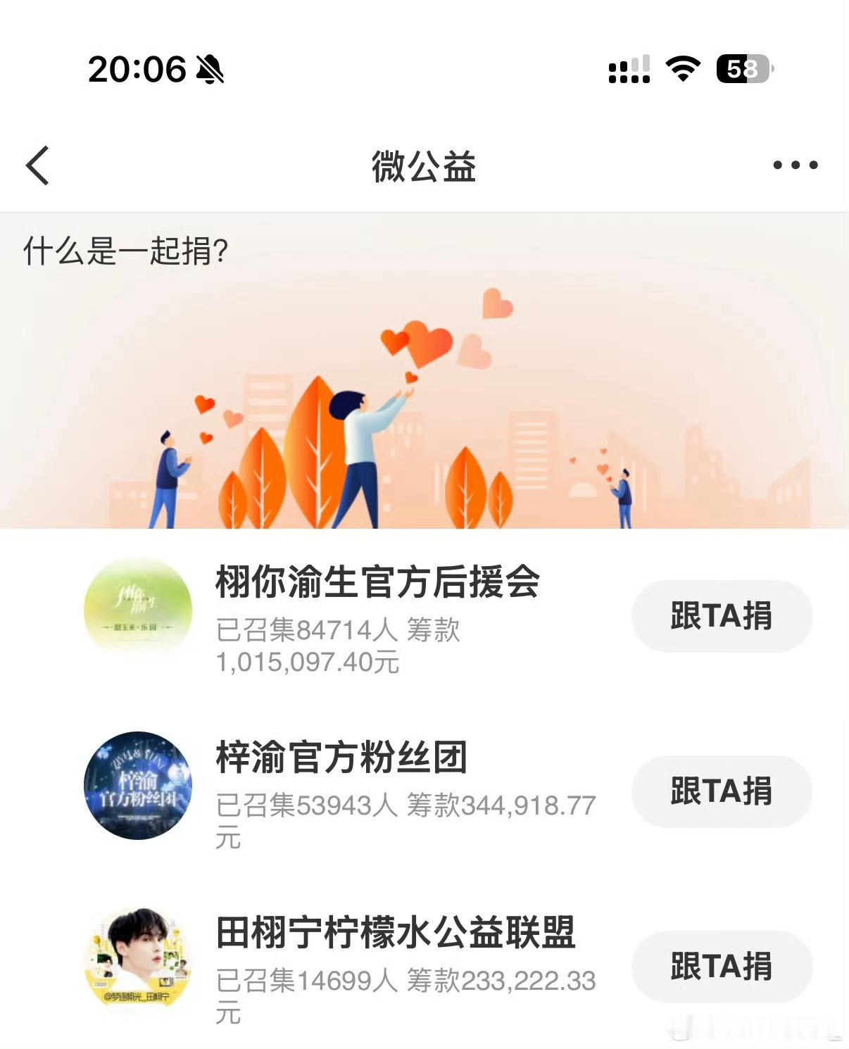 栩你渝生 田栩宁 梓渝粉丝都在捐款栩你渝生后援会捐款