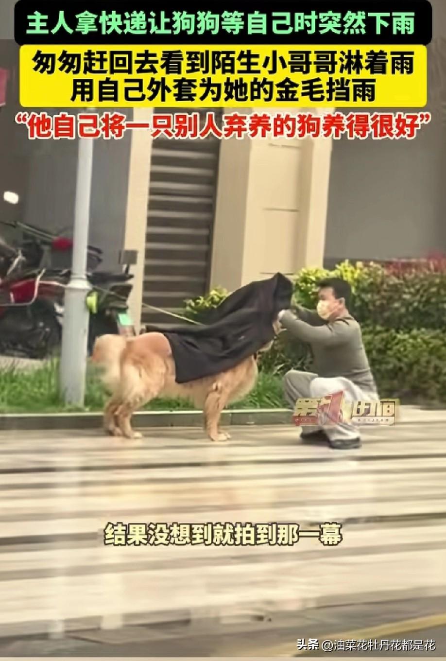 江苏常州一女子蹓完狗要回家时，想起快递忘了取，而去取快递的那段路有积水，怕积水把