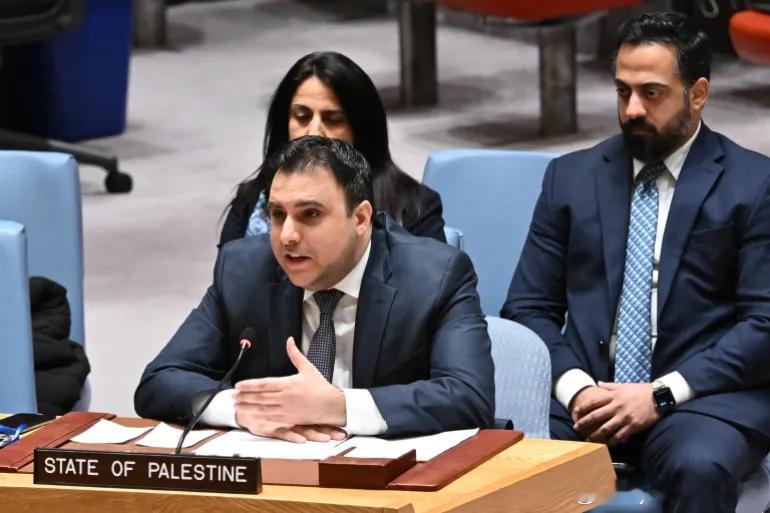 巴勒斯坦大使纪念大屠杀受害者 巴勒斯坦联合国大使马杰德·巴米亚在联合国纪念国际种