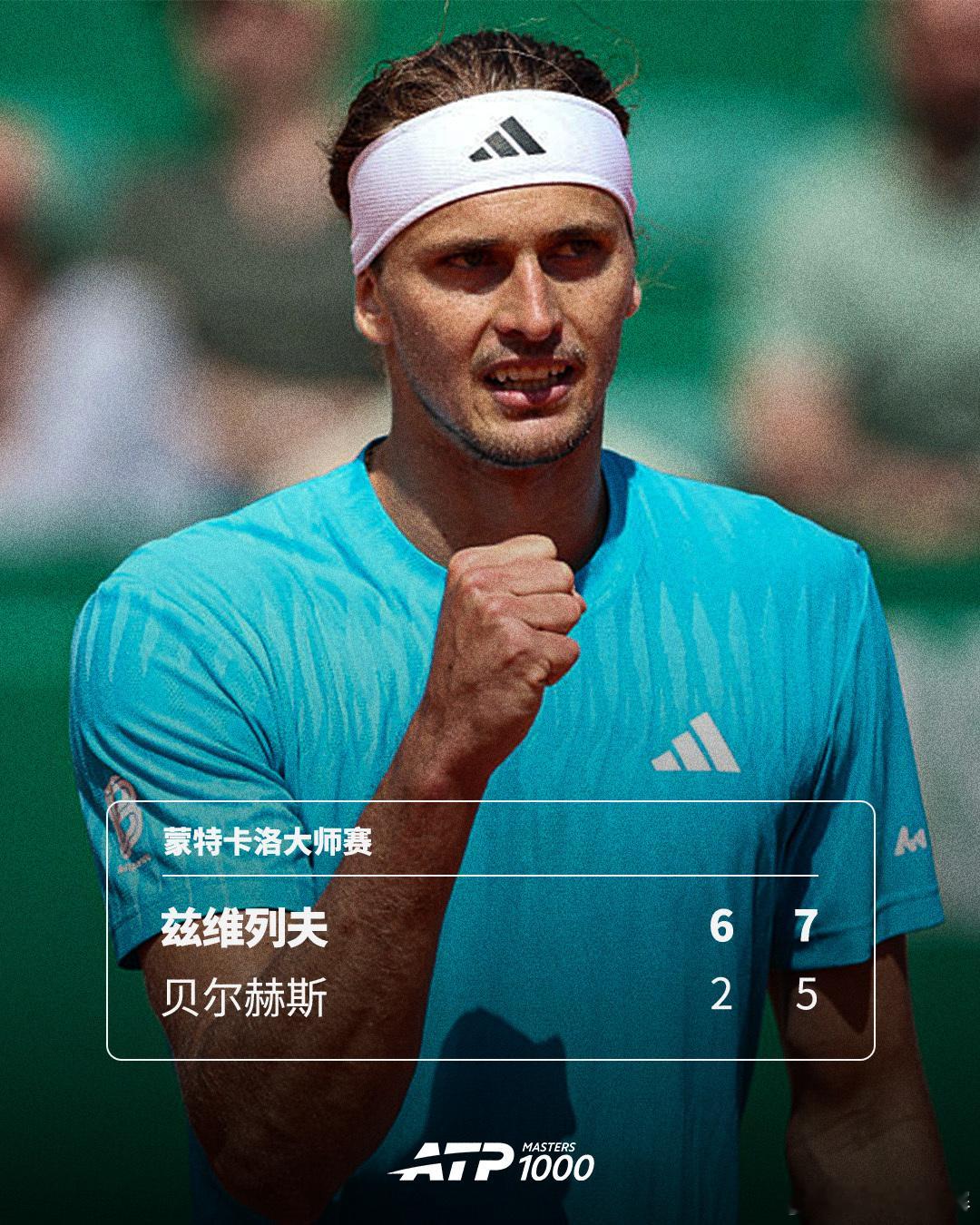 第38个大师赛八强💪ATP1000 蒙特卡洛大师赛第三轮，3号种子兹维列夫把握