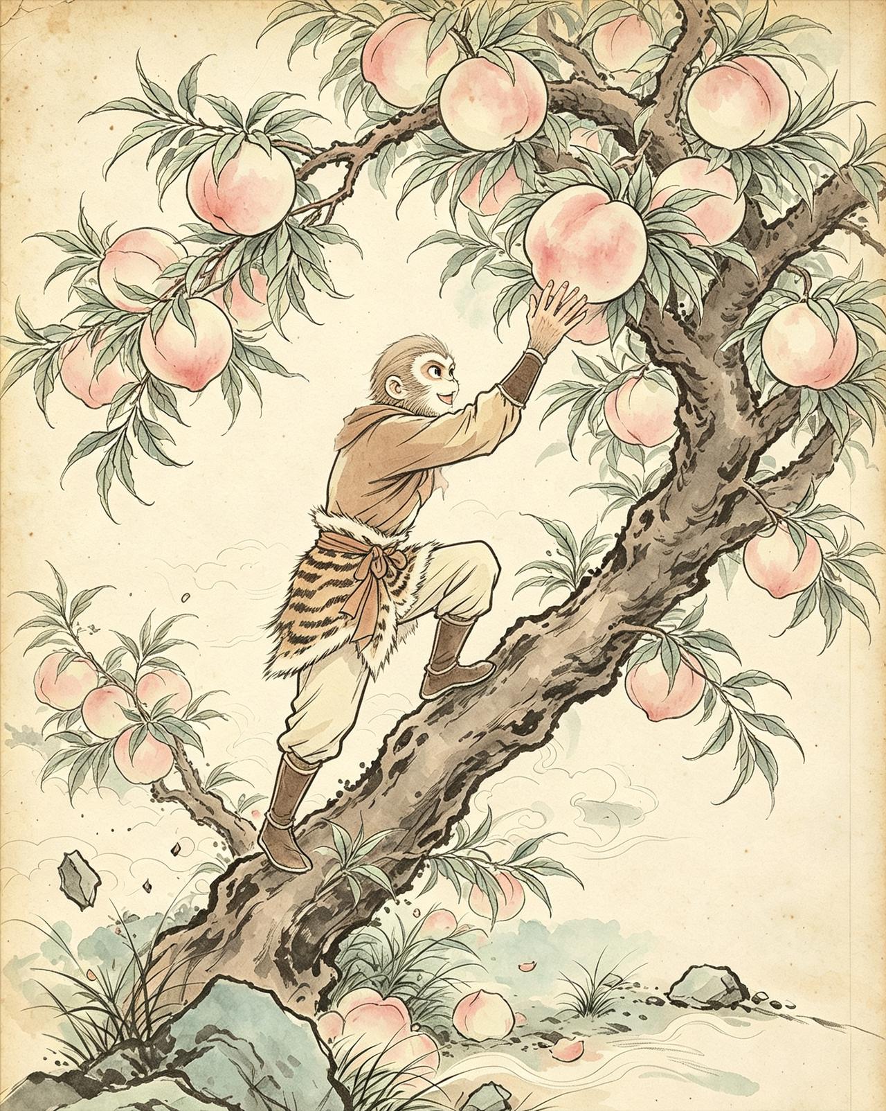 悟空掌管蟠桃园的时候，土地跟他讲了半天桃树年份，他一个字都没听进去。
土地又说了