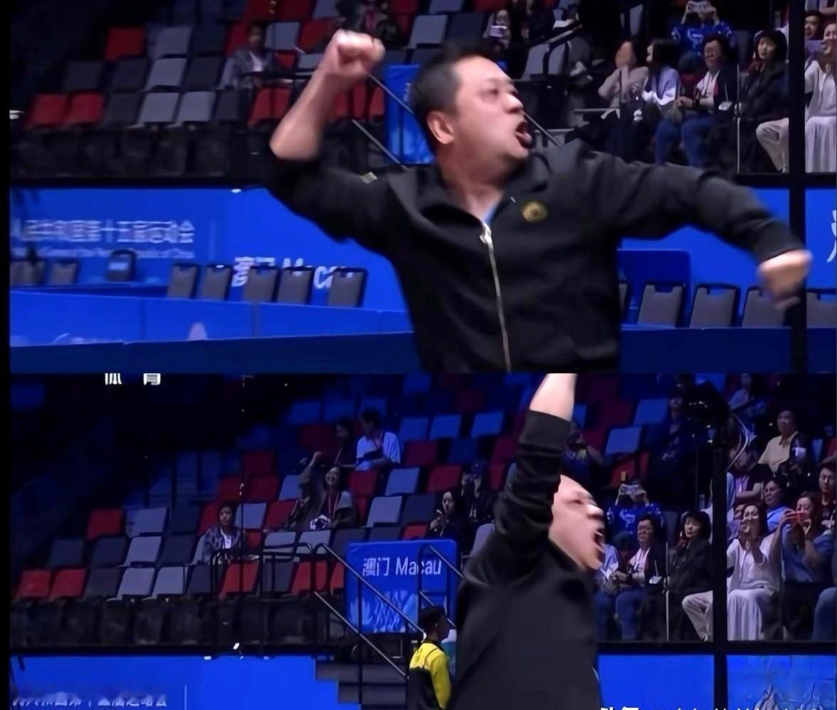 一场比赛中挥拳的瞬间，竟让教练“火遍全网”。

谁能想到，一个激动的瞬间竟引发如