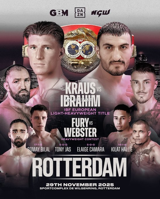 拳坛速递 休吉·富里(Hughie Fury)将于11月29日在鹿特丹迎战迈克尔
