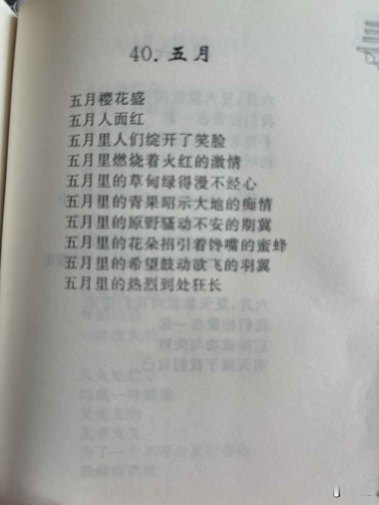 40. 五月
刘长玉

五月樱花盛
五月人面红
五月里人们绽开了笑脸
五月里燃烧