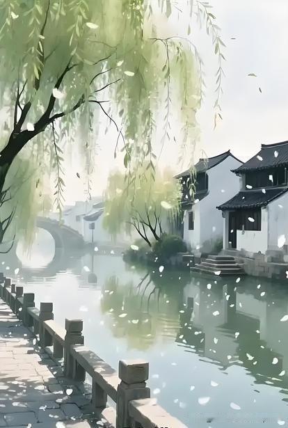 《柳絮》
——宋・严粲
不随桃李斗秾华，
不肯颠狂落富家。
自有一生闲地位，
满