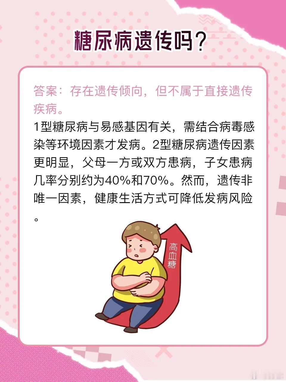 糖尿病会遗传下一代吗？很多人担心糖尿病会遗传给下一代😰，这种顾虑有道理吗❓️其