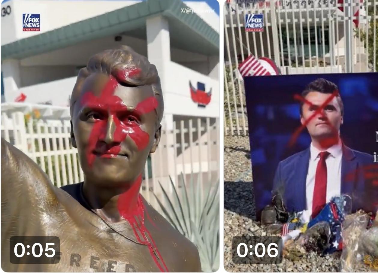 一座位于Turning Point USA凤凰城总部外面的雕像和纪念碑，旨在纪念