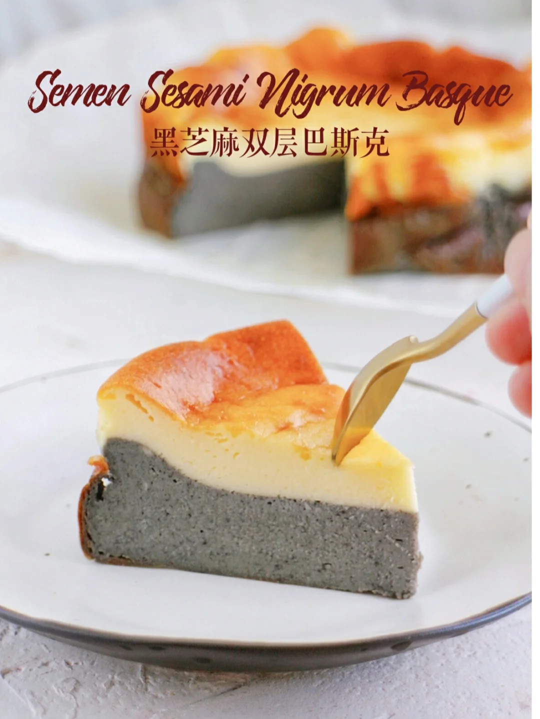 🔥超好吃！浓郁细腻 黑芝麻双层巴斯克