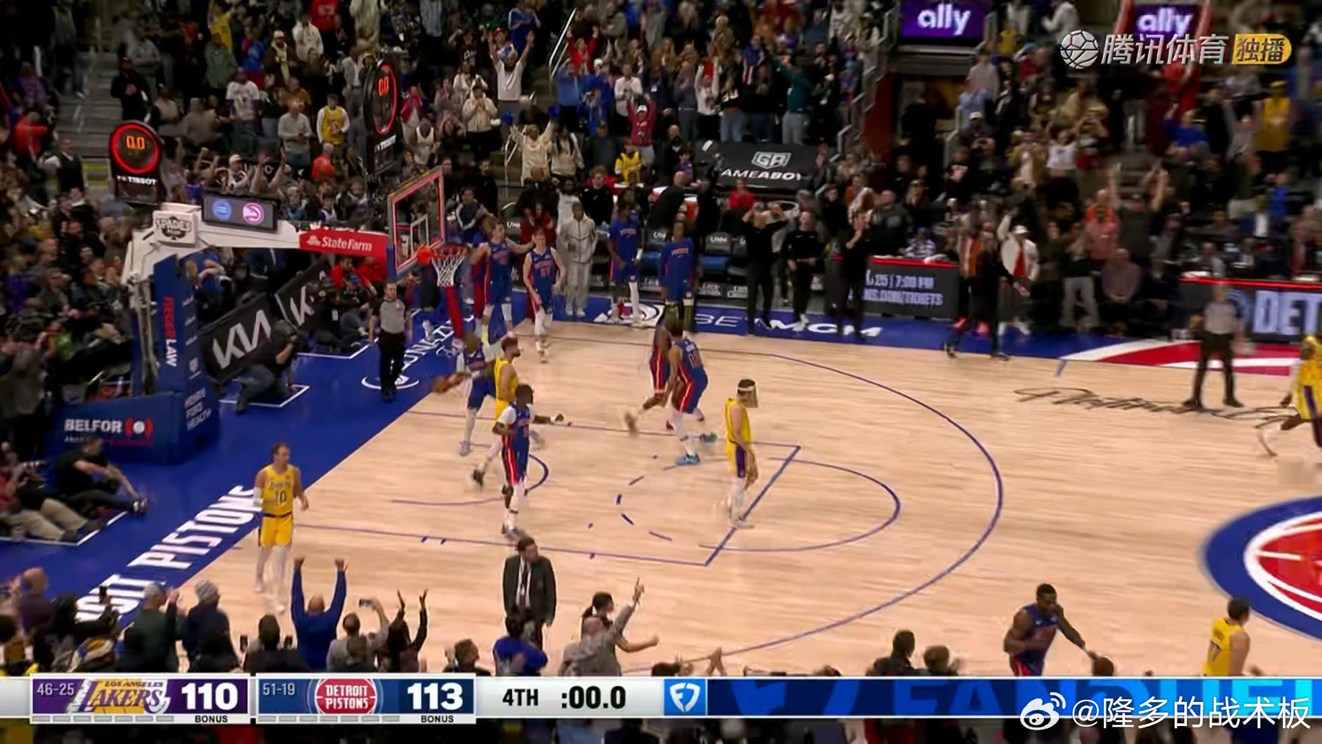 东契奇出手没进，湖人110-113不敌活塞，九连胜被终结如何评价这场比赛湖人vs