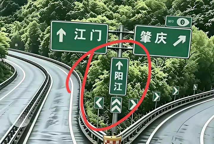 有懂的老司机吗？Y型路口两个方向挂3块指路牌，中间直行路牌应该怎么走？桉道理说三
